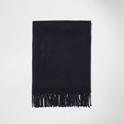 Navy brushed tassel scarf